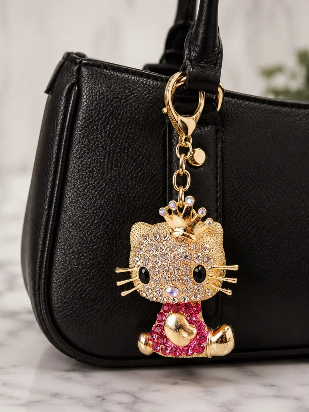 Hello Kitty Tiara Crystal Gold Keychain Bag Charm